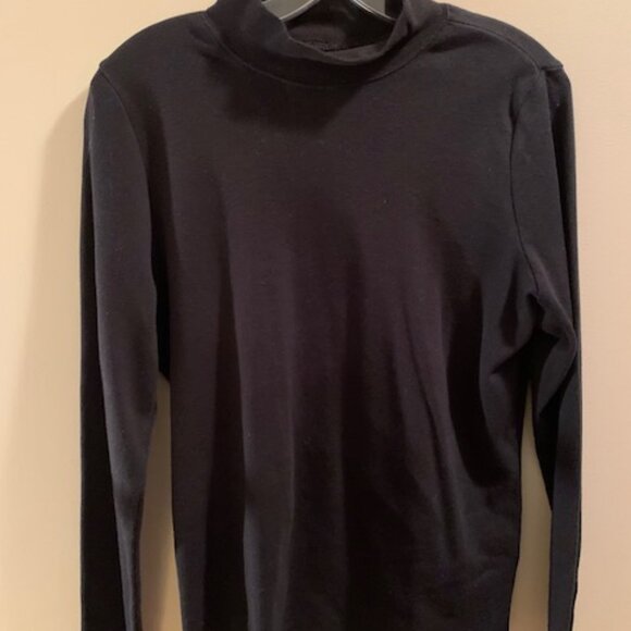 *HP* Charter Club black long sleeve mock turtleneck cotton top - Picture 4 of 5